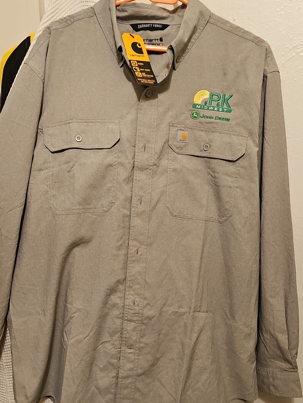 Carhartt Gray Lightweight Work Shirt Jacket with PK Midwest Embroidery